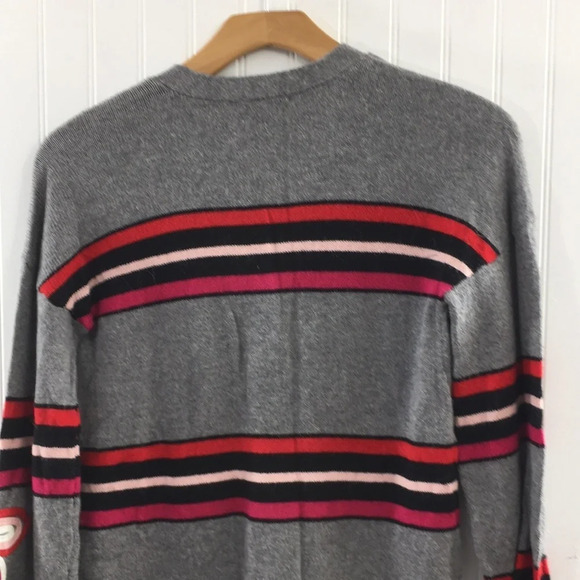 Democracy Gray Striped Flower Applique Cardigan - Picture 10 of 13